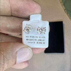 Sterling Silver Moissanite Stud Earrings 3ct